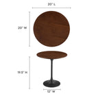 Modway Lippa 20" Round Wood Side Table - Black Walnut-Wood Grain Veneer and MDF Tabletop