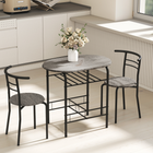 HOMCOM 31.5" 3-Piece Dining Set with Storage Shelf - Dark Grey-Made of robust MDF and metal frame for durability