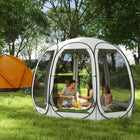 Outsunny 11' L x 11.5' W Screen Tent House with Nettings, Portable Carry Bag and 2 Doors - Cream White-Breathable mesh walls ensure continuous air circulation within