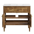 Modway Elysian 36" Wood Bathroom Vanity - White/Brown-8