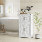 HOMCOM 23.6" L Farmhouse Kitchen Pantry Cabinet - White Wood Grain-Two adjustable shelves customize storage options