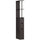 HOMCOM Narrow Bathroom Floor Cabinet with Drawer and Open Shelves - Brown-With a tall and slim profile in modern style  