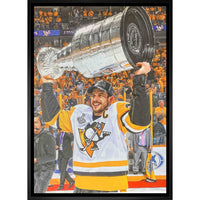 Sidney Crosby Pittsburgh Penguins Raising Cup - Framed Canvas - 22" x 31"-Premium canvas print with gallery-wrapped edges