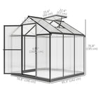 Outsunny 6' x 8' x 6.4' Polycarbonate Greenhouse - Charcoal Grey- Convenient single hinged door design for easy access to the inside  
 