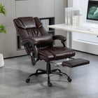 Vinsetto 6-Point Vibration Massage Office Chair with Footrest and Remote - Brown-Curved backrest and thick padded seat provide extra support