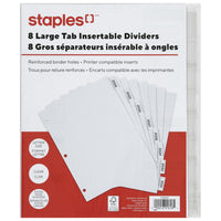 Staples Insertable Dividers - 8 Large Tab - Clear-Insertable Tabs