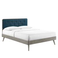 Modway Bridgette Wood Twin Platform Bed with Splayed Legs - Grey Azure-Twin Platform Bed Frame