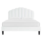 Modway Daisy Performance Velvet Twin Platform Bed - White-Channel Tufted Headboard