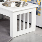 PawHut Deluxe Double Pet Dog Bowl Feeding and Watering Station - White-Overall Dimension: 17.3" L x 9.4" W x 5.9" H (44 x 24 x 15 cm) 