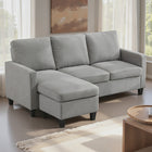 HOMCOM Sectional Sofa with Ottoman - Light Grey-Chaise serves as a left/right lounge, offering versatile configurations