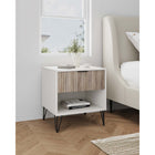 Manhattan Comfort DUMBO 20.07" Modern 1-Drawer Nightstand - White/Rustic Grey-Includes 1 Full Extension Drawer with Top Drawer Designed in Vertical Textured Ribbed Lines