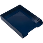 JAM Paper Stackable Paper Organizer Trays - Navy Blue - 2 Pack-Front-Load Desk Top Letter Tray | Colour: Navy Blue