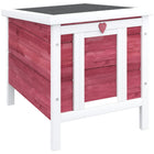 PawHut 17" H Wooden Rabbit Hutch with Run and Tray - Red-Solid fir wood construction with waterproof textured asphalt shingle for durable use 