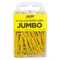 JAM Paper Colourful Jumbo Paper Clips - 2"- Yellow - 75 Pack-Colour: Yellow