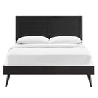 Modway Marlee Wood Queen Platform Bed with Splayed Legs - Black-Wood Slat Support System