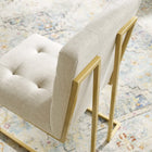 Modway Privy Gold Stainless Steel Upholstered Fabric Dining Accent Chair - Gold/Beige-Soft Polyester Fabric Upholstery
