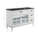 Modway Isle 48" Bathroom Vanity Cabinet - White/Black-Windowpane Glass Doors