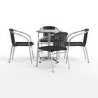 23.5'' Round Aluminum Indoor-Outdoor Table with 4 Black Rattan Chairs (TLH-ALUM-24RD-020BKCHR4-GG)-6