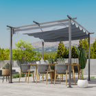 Outsunny Outdoor Retractable Pergola Canopy - 10' x 10' - Grey-Retractable sliding canopy gives you control of your shaded space 