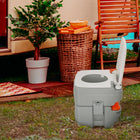 HOMCOM Outdoor Portable Travel Toilet with Level Indicator - 20 L-Full-size seat and lid provides comfort for adults and kids alike