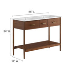 Modway Zaire 48" Double Sink Bathroom Vanity - Walnut/White-Spacious Middle Drawer