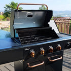Kenmore 4 Burner Gas Grill with Side Searing Burner - Black/Copper-Porcelain Coated Lid & Steel Painted End Caps & Aluminized Steel Liner.