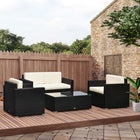 Outsunny 4-Piece Patio Furniture Set - White/Black-Zippered cushions filled with 4" padded filling foam for optimal comfort and relaxation