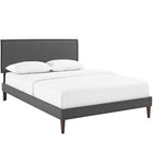 Modway Camille Fabric Full Platform Bed with Squared Tapered Legs - Grey-Mounts in Four Locations