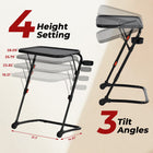 Homy Casa Adjustable Height Folding Table with Tilting Top and Cup Holder - Black-Integrated cup holder for added convenience