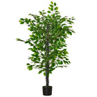 HOMCOM 4.5' Artificial Ficus Tree with Realistic Leaves for Indoor - Green-Beautiful artificial ficus tree design. Suitable for indoors s, all year round 