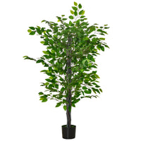 HOMCOM 4.5' Artificial Ficus Tree with Realistic Leaves for Indoor - Green-Beautiful artificial ficus tree design. Suitable for indoors s, all year round 