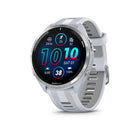 Garmin Forerunner 965 GPS Running, Triathlon Smartwatch - Titanium Bezel, Whitestone Case, Whitestone/Powder Gray Silicone Band-Battery life: up to 23 days of battery life in smartwatch mode, up to 31 hours in GPS mode_x000D_
Confidently run any route using full-color, built-in maps and multi-band GPS