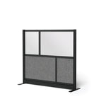 Luxor Modular Wall - 53" W x 48" H - Segmented Black Frame, Frosted Acrylic, Cool Grey PET-Creates semi permanent privacy in shared spaces