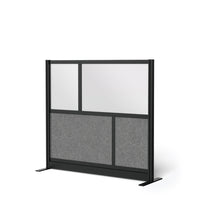 Luxor Modular Wall - 53" W x 48" H - Segmented Black Frame, Frosted Acrylic, Cool Grey PET-Creates semi permanent privacy in shared spaces