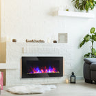 HOMCOM Wall-Mounted Electric Fireplace with Flame Effect and 7 Colour Backgrounds - Black-Two heat settings (750/1500W) provide efficient warmth for your entire room 