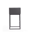 Manhattan Comfort Embassy 21" Mid-Century Modern Faux Leather Upholstered Bar Stool - Grey and Black - 3 Pack-Seat Height: 29"