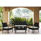 Manhattan Comfort Noli Modern Patio 4-Person Conversation 4-Piece Set with Coffee Table - Black/Cream-Chair Dimension Measures: 23.23" Length, 23.23" Depth, 27.95" Height