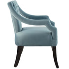 Modway Harken Performance Velvet Accent Chair - Light Blue-Splayed Birch Wood Legs