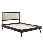 Modway Willow Wood Queen Platform Bed with Splayed Legs - Black Beige-Queen Platform Bed Frame