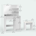 HOMCOM Vanity Desk with Stool - 31.5" L x 15.7" W x 52" H - White-Includes a drawer and cabinet with a 3-level adjustable shelf 