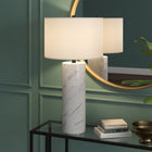 Hudson&Canal Elise 30"" Tall Table Lamp with Fabric Shade - Marble/Black/White-Includes a 6 ft. cord with rotary socket switch