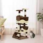 PawHut 53" Large Condo Cat Tree Tower - Brown-2 Condos and 3 perches for your cat to scratch, sleep, play or purr on 