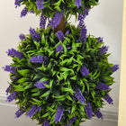 HOMCOM 2.3' Potted Artificial Plant Ball Tree with Lavender Flowers - Green - 2 Pack-Material: PE, Steel 