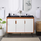 Modway Energize 48" Double Sink Bathroom Vanity - Cherry/White/Black-Metal Hairpin Legs