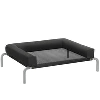 PawHut Elevated Portable Dog Cot with Breathable Mesh - Black-Elevated 7.7" (19.5 cm) to promote excellent air flow 