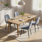 HOMCOM Dining Chairs with Metal Legs for Kitchen - Grey - Set of 4-Soft velvet feel fabric, padded seat and solid back provides high comfort