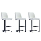 Manhattan Comfort Serena 17.71" Modern Leatherette Upholstered Barstool - White - 3 Pack-Modern Barstool with Backrest Perfect for Bar and Kitchen Use - Set of 3