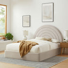 Modway Solana Arched Performance Velvet Queen Platform Bed - Almond-Arch-Shaped Headboard