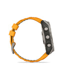 Garmin fēnix 8 - AMOLED Outdoor Recreation/Adventure Watches - 51 mm - Sapphire, Titanium with Spark Orange/Graphite Silicone Band-For your active lifestyle, a built-in speaker and mic let you make and take phone calls from your wrist when your watch is paired to your smartphone — and you can even use your smartphone’s voice assistant to respond to text messages and more