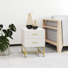HOMCOM Modern Nightstands with 2 Drawers and Fluted Panels - White - Set of 2-Melamine-coated surface is easy to wipe clean